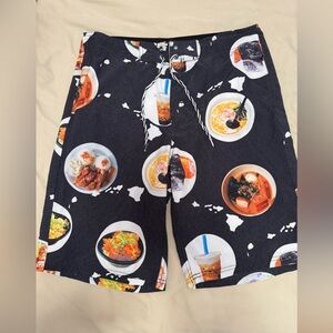 Black Board Shorts size 34 with Hawaii’s favorite foods